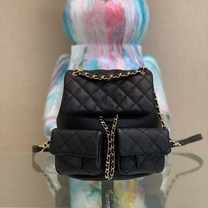 Sacs à bandouliers de qualité supérieure Mirror Quality Designer Femmes Mini Duma Backpack Classic Double Chain Shoulder Gol
