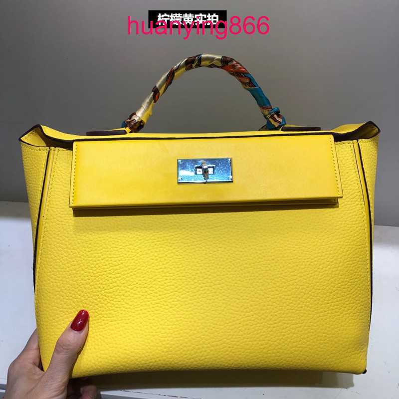 

Herms's Bags for Designer Woman 2022 Model 2424 Head Layer Lychee Grain Cow Leather Kelys's Bag Fashion Versatile Shoulder Handbag 3 6O2Q, Black small