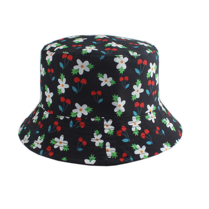 

HBP Flower Hats Cherry Wide Brim Design Bucket Hat Women Fashion Summer Sun Hats Reversible Bob chapeau Femme Floral Panama Hat Men Fisherman Cap P230311, Gray