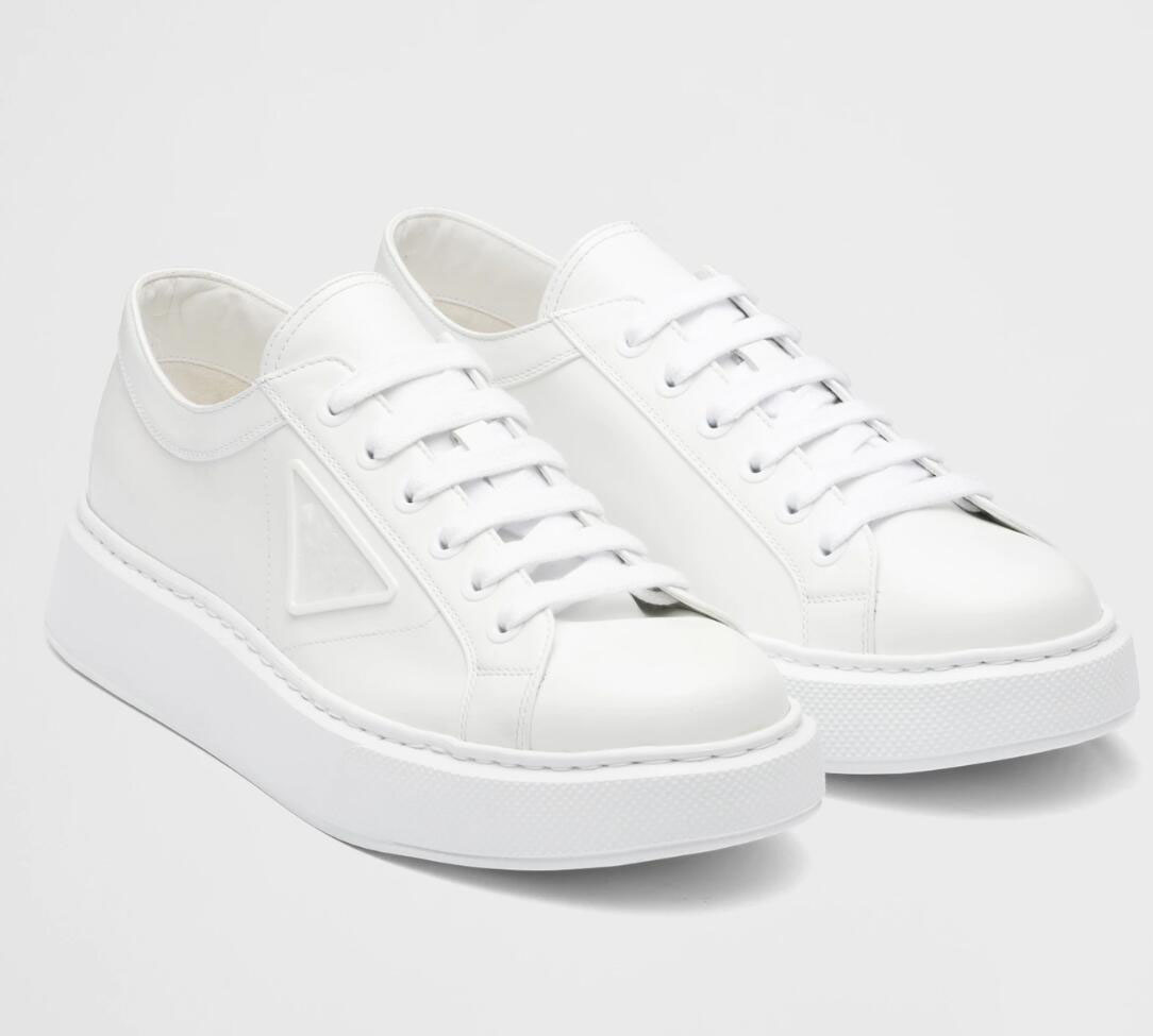 

Luxury Brand Designer Men Casual Shoes White Black Heat-bonded Rubber Platform Sole Trainer Soft Calf Leather Wholesale Trainers With Box