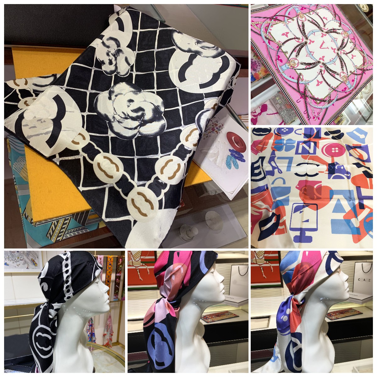 

8 Style Designer Silk Scarf Girl Love Springtime Scarves Print Letter Logo Hair Accessories Comfortable Fabric Shawl Family Gift Scarf 90X90cm