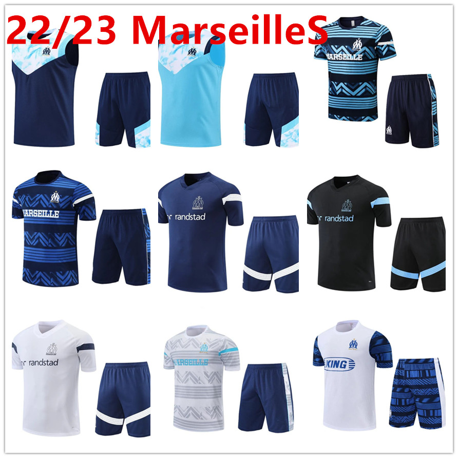 

2023 New Marseilles trascksuit soccer Jersey Tracksuits Men Short sleeves Training Suit Olympique de 22/23 MarseilleS Survetement Maillot Foot Sportswear sets