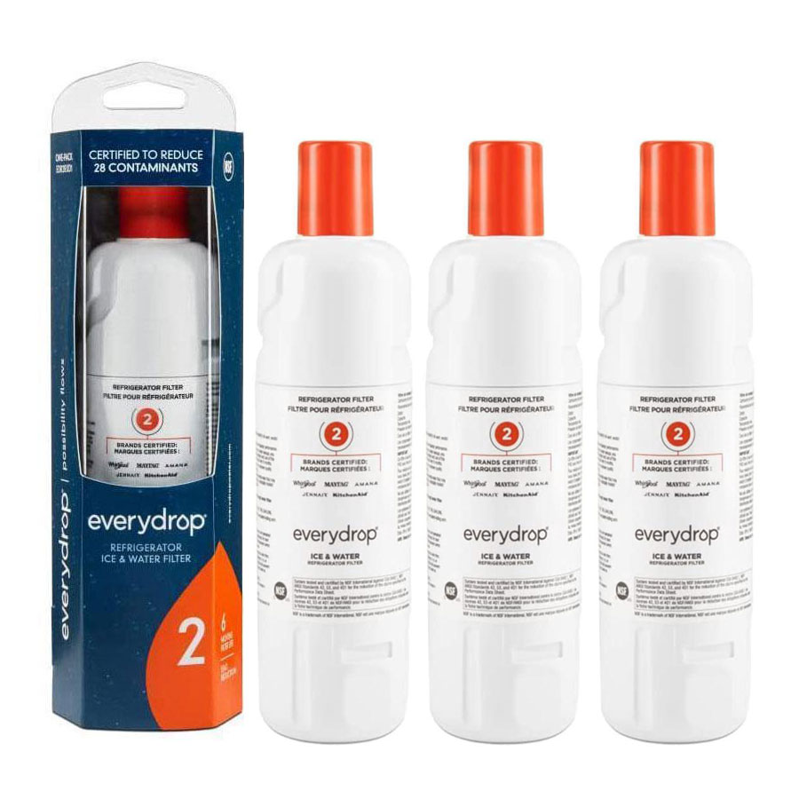 

Everydrop by Whirlpool EDR2RXD1 Ice and Water Refrigerator Filter 2, W10413645a, W10238154 Water Filter, Reduce 99% of Lead, 3 Pack