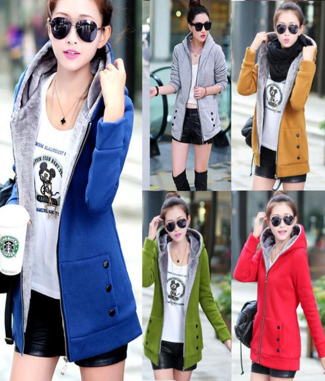 

Whole Fashion Women Warm Winter Fleece Hooded Parka Coat Overcoat Long Jacket Outwear Zipper Casual Female Jacket plus size c7872219, Gray
