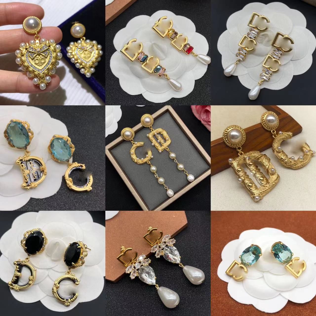 

2023-Niche design high-end sense stud earrings for women asymmetrical metal letter earrings light luxury socialite heavy industry earrings new female