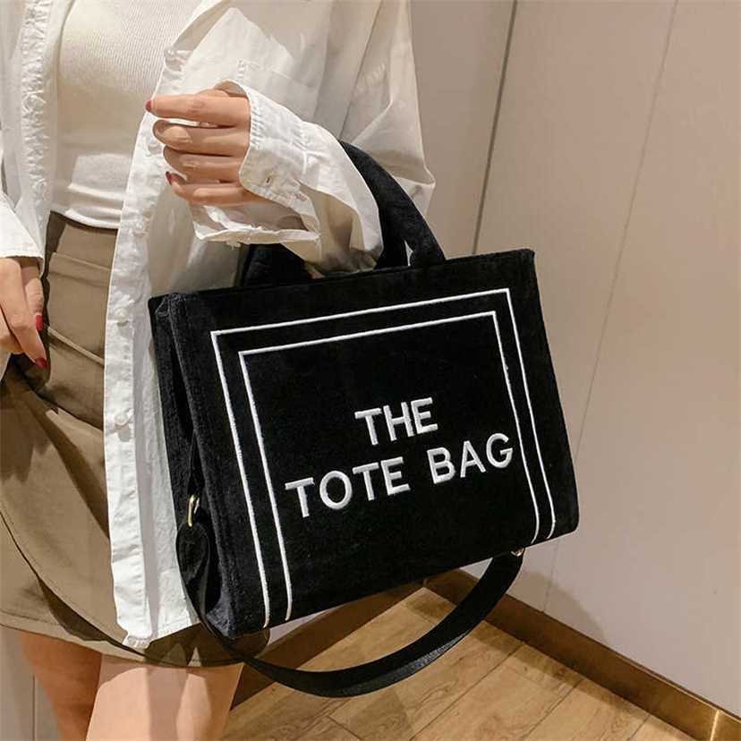 

handbag 2023 Fashion women's bag leather quality handbag handbag fashionable shoulder Female and Plush Tote Large Capacity Embroidery Letter Crossbody Bag, Black13