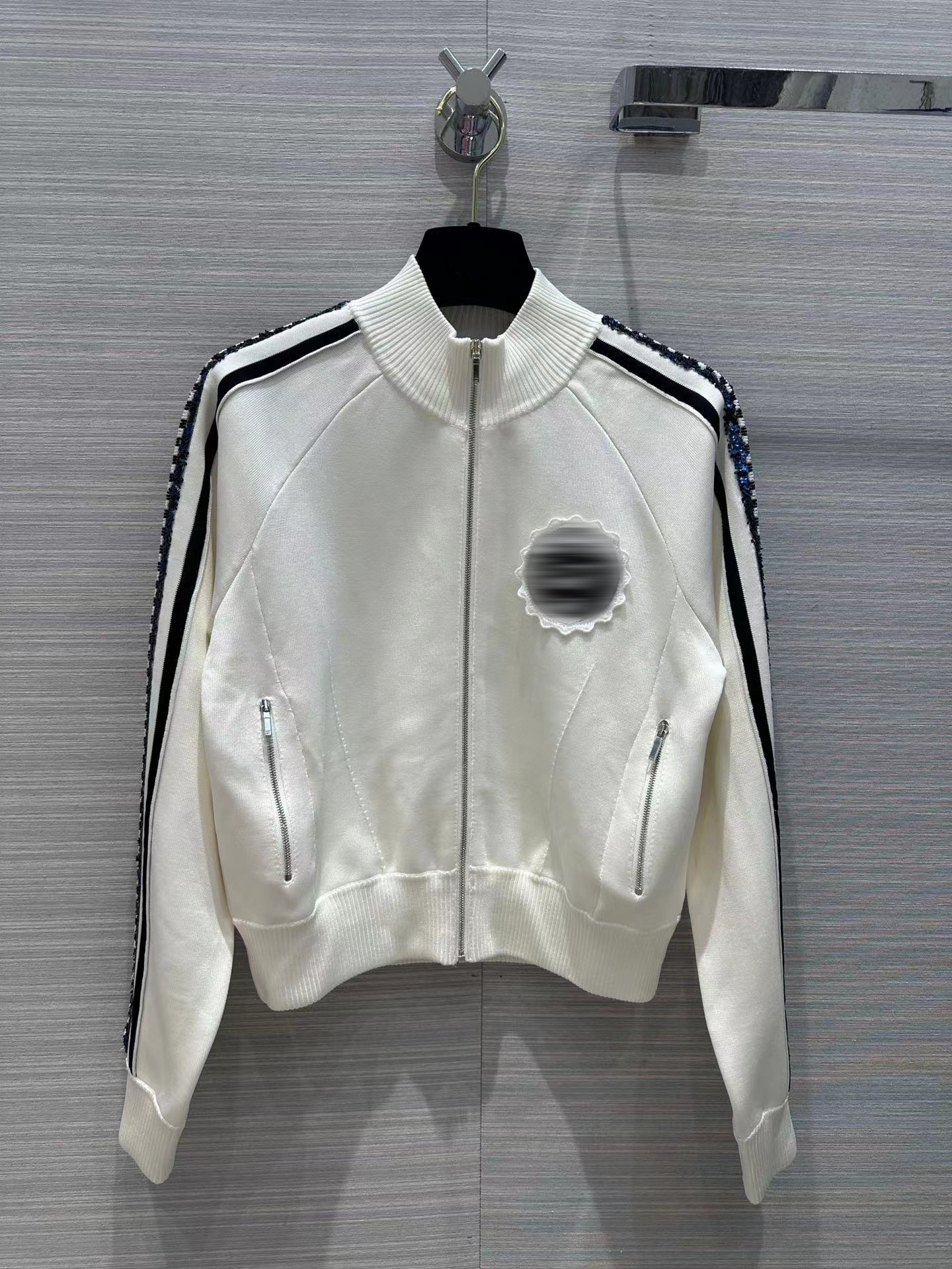 

Women' Jackets 2023 New Spring Autumn Stand Collar Long Sleeve Designer Coats Brand Same Style Tops 0311-12, White