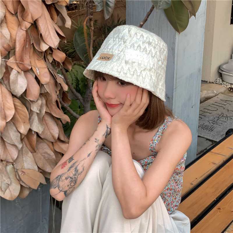 

HBP Spring Wide 2023 Brim Hats and Summer Letter Bucket Hat Women Blk Versatile Japanese Big Head Circumference Le Breathable Fisherman Cap P230311, M 56-58cm