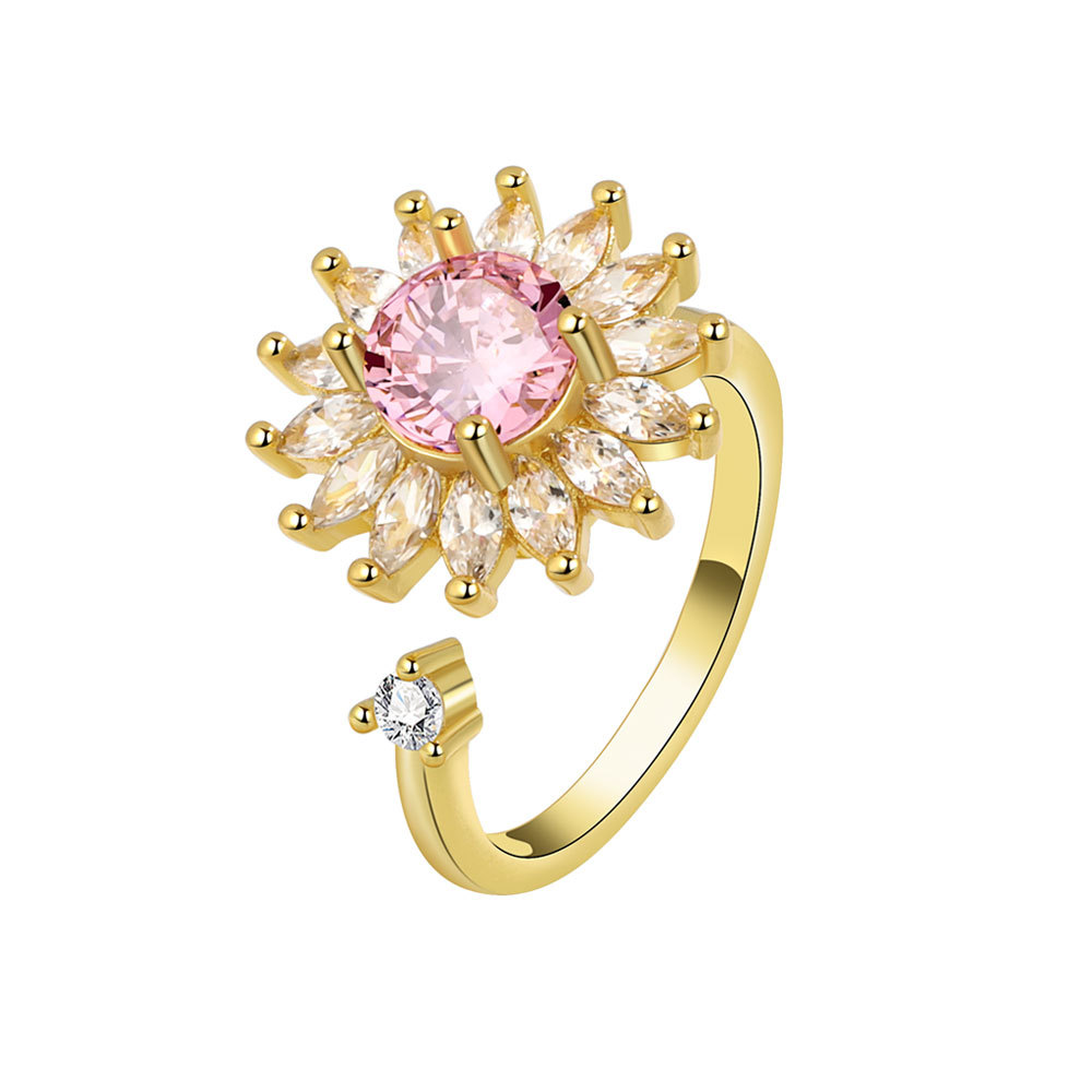 

Flower Fidgets Spinner Rings Adjustable Anti Anxiety Rotating Finger Rings Jewelry Make Life Easier