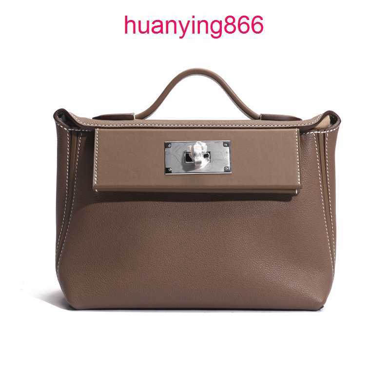 

Original Edition 8a for Bags Designer Herms's Woman the Factory of h Family's Pure Hand Sewn Wax Thread Eve and Swift Leather Mini 2424 Kelys's Shoulder Messenger VWXN, Vajra black