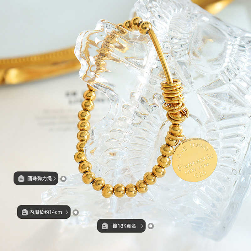 

Bracelets Lovers' popular hot selling jewelry round brand ball elastic bracelet titanium steel does not fade