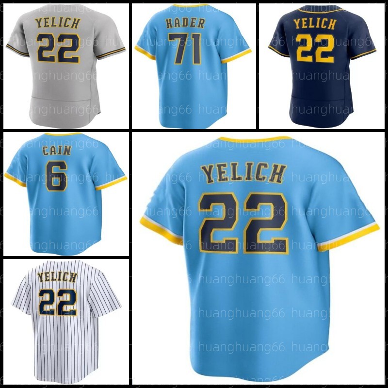 

Christian Yelich Baseball Jersey Willy Adames Corbin Burnes Rowdy Tellez Hunter Renfroe Robin Yount Brew Crew Brandon Woodruff Ryan Braun 6, Men jersey