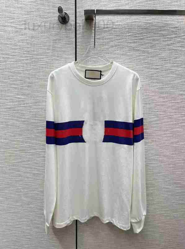 

Women' T-Shirt Designer 2023 New Spring Summer Runway Tops O Neck Long Sleeve High End Jacquard Tees FENF, White