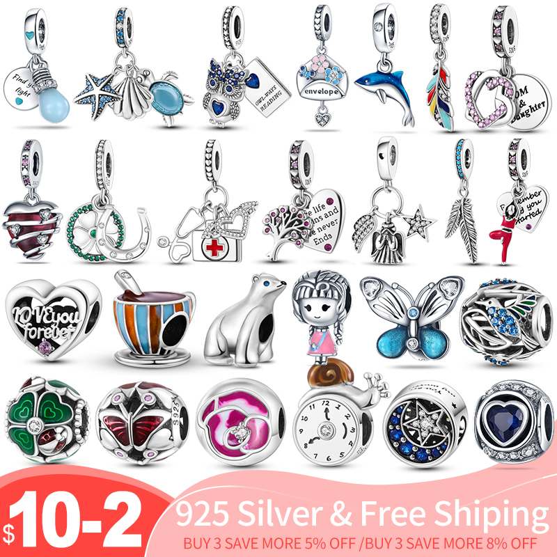 

925 silver Fit Pandora Original charms DIY Pendant women Bracelets beads Top Quality Charms Plata De Ley 925 Animal Shape Pendant
