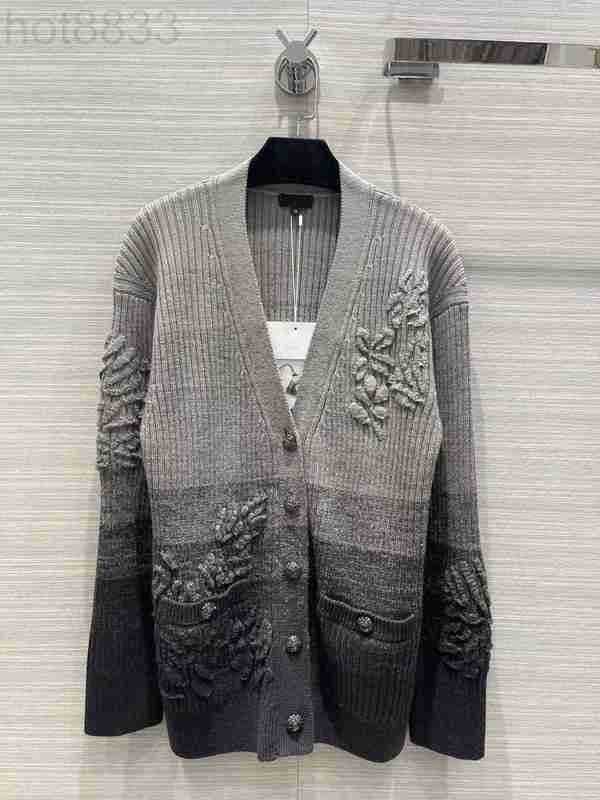 

Women' Sweaters Designer Milan Runway Autumn Winter v Neck Long Sleeve Print High End Jacquard Cardigan Clothing I2KO, Picture color