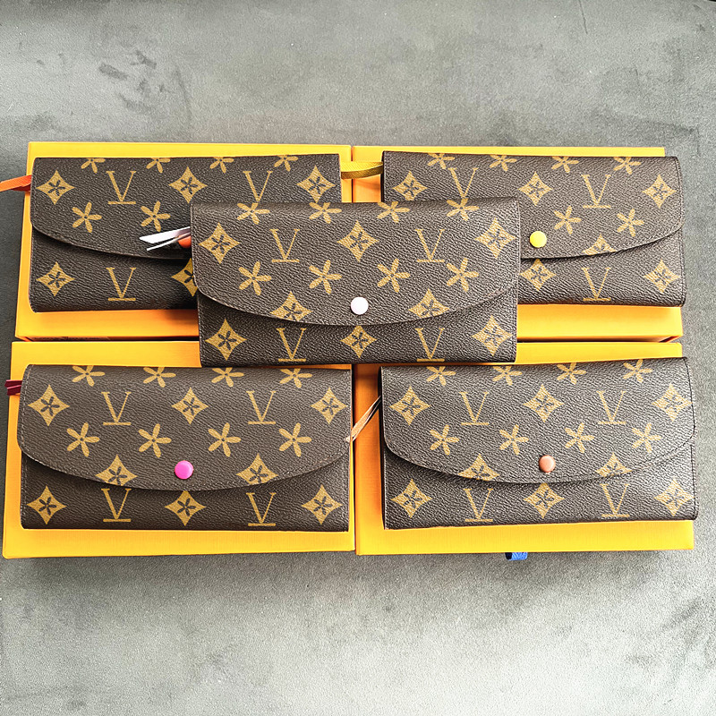 

2023 Women's Coin Purses M60697 Emilie long wallet mens Purse card holders 4 credit card slots Genuine Leather Luxury Designer button Man Wallets cardholder key pouch, Mon0gram red