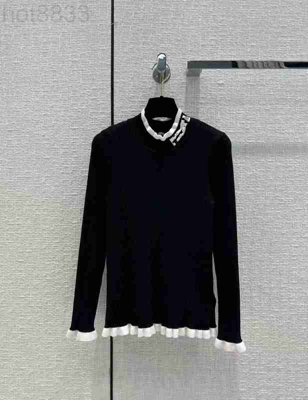 

Women's Sweaters Designer 2023 New Spring Milan Runway Ruffled High End Jacquard Pullover Women E95Q, White