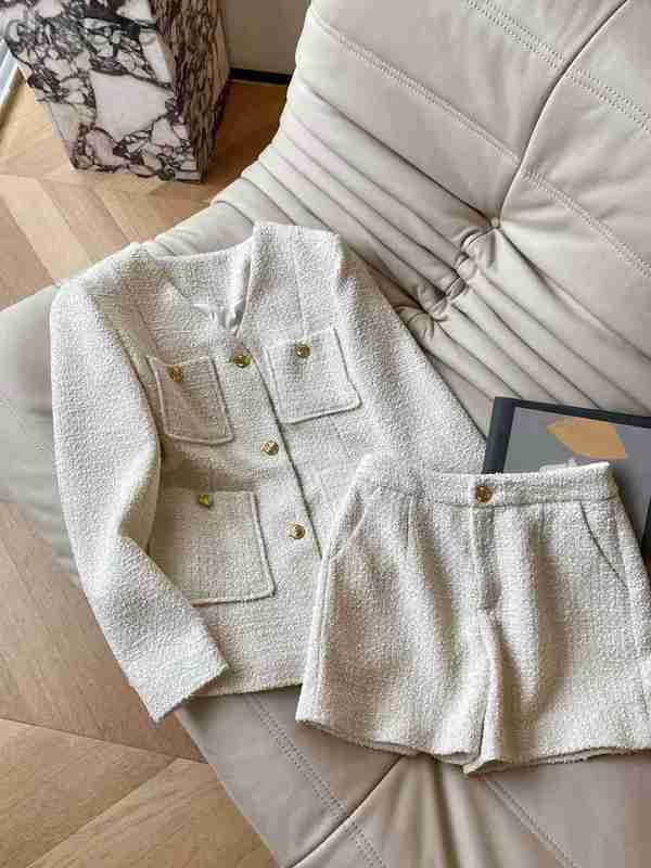 

designer Women's Two Piece Sets new autumn winter two-piece fashion tweed jacket short pants womens sexy suit casual spring women 81F2, Logo-chan