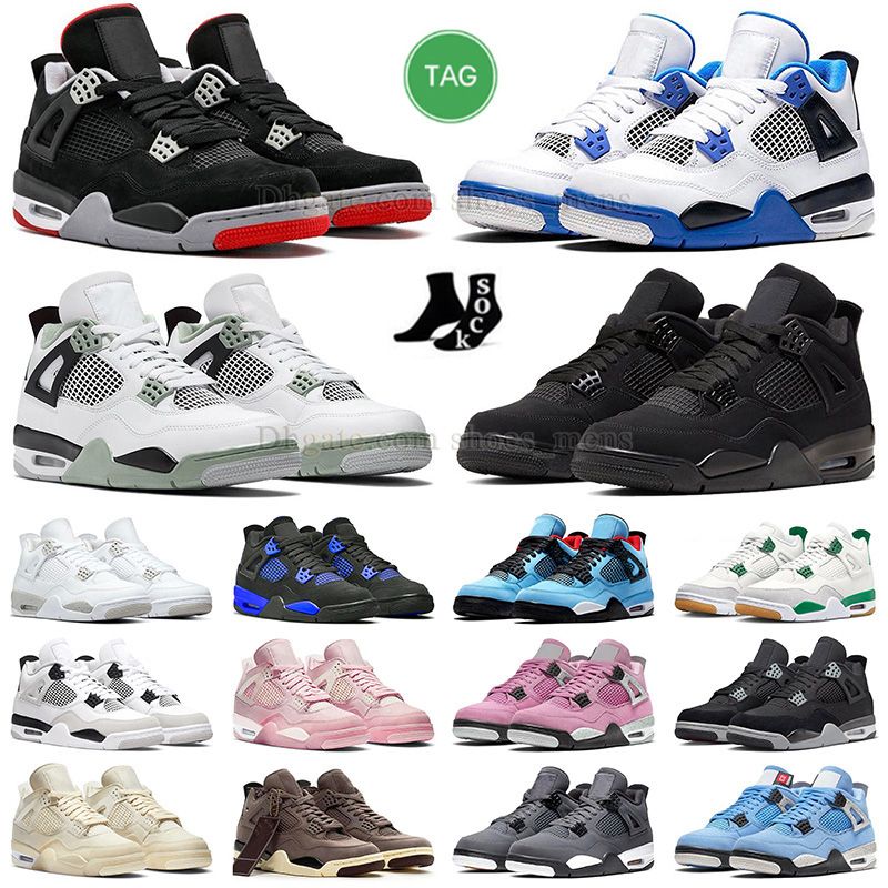 Hommes Femmes Bred 4 Chaussures de basket-ball Jumpman 4 Pine Green Seafoam Oil Green University Blue Red Thunder Canvas IV Military Black Cat Ps