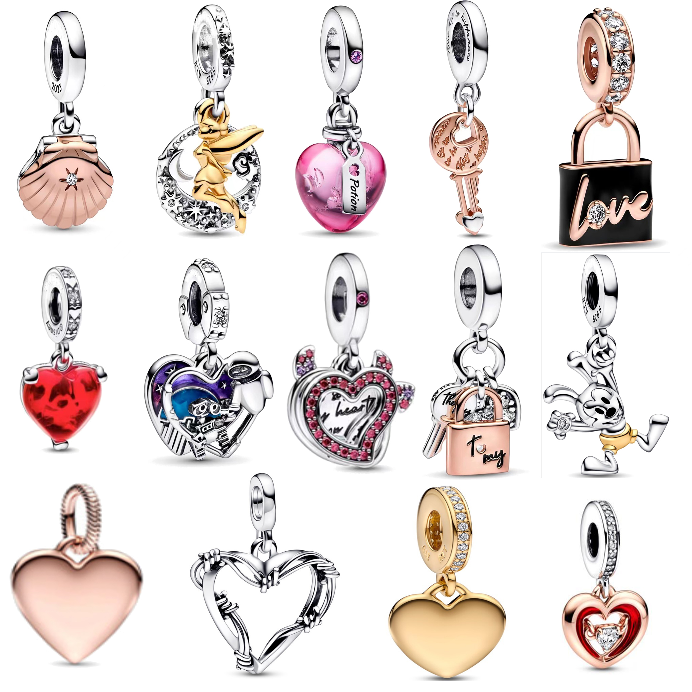 

Silver Accessories charms bracelets DIY fit Pandora New Pendant Trinkets designer jewelry red frosted glass shell pearl love lock beads dangle