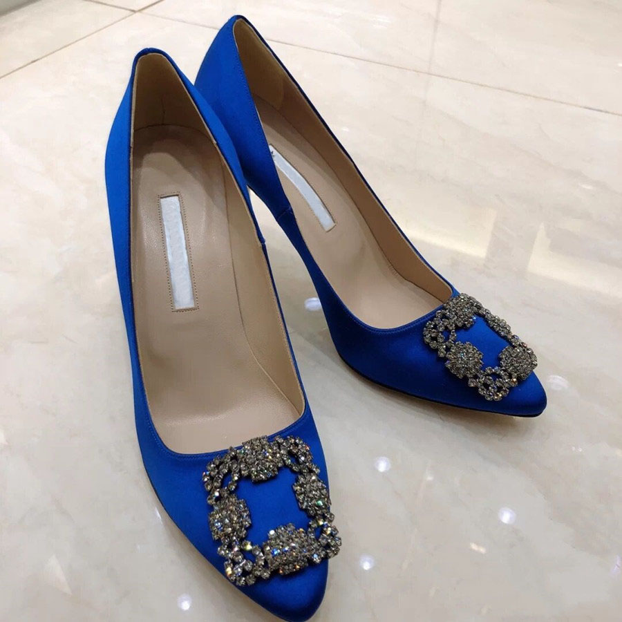 

Brand High Heels Shoes Shiny Drill Metal Buckle Woman Pumps Basic 2023 Crystal Diamond Buckle Fashion Party Sexy Red Women Shoes 35-42, Pink