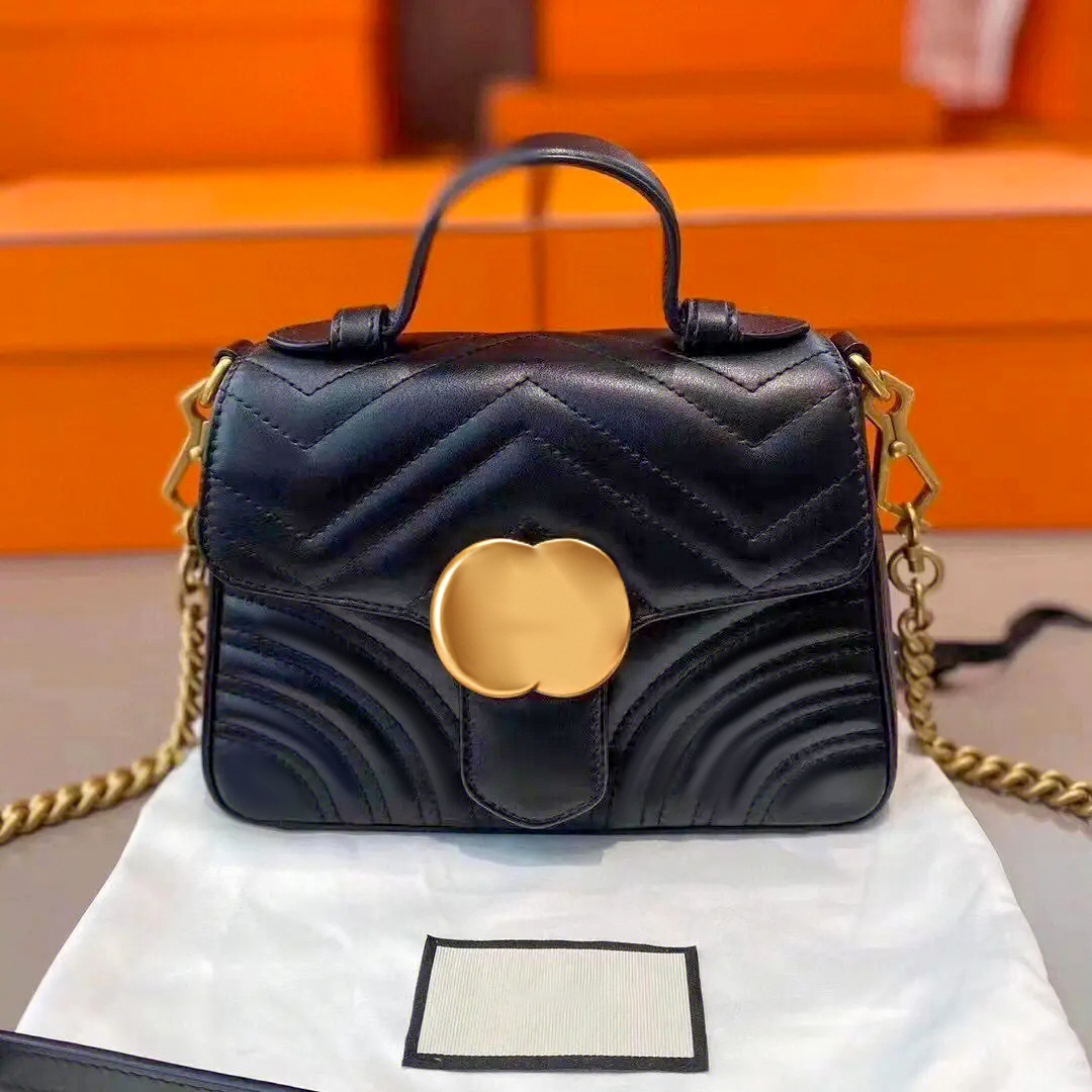 

classic Designer Double G clutch bag top handle chains Mini Marmont the tote purse Women's mens half Genuine leather handbag Shoulder crossBody Luxury envelope bags, 1-black
