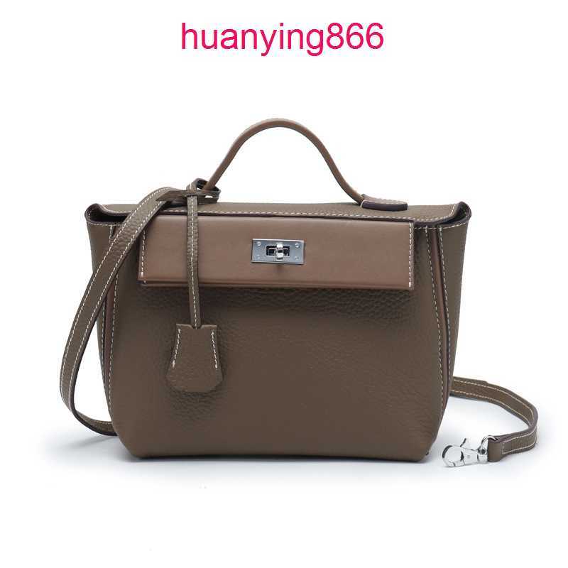 

Herms's Bags for Designer Woman New Top Layer Cow Leather Kelys's Women's Togo Lychee Pattern h Family Buckle Shoulder Handbag 6 OLF8, Black small