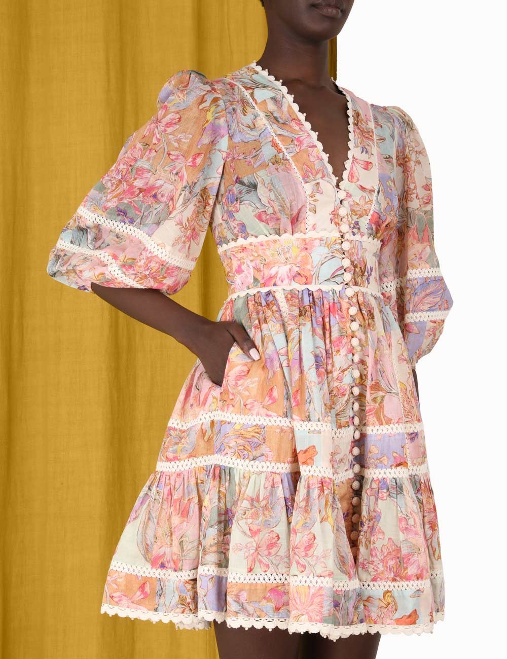 

Runway Dresse 2023 Romantic mini patchwork dress designed by Australian designer, Multi
