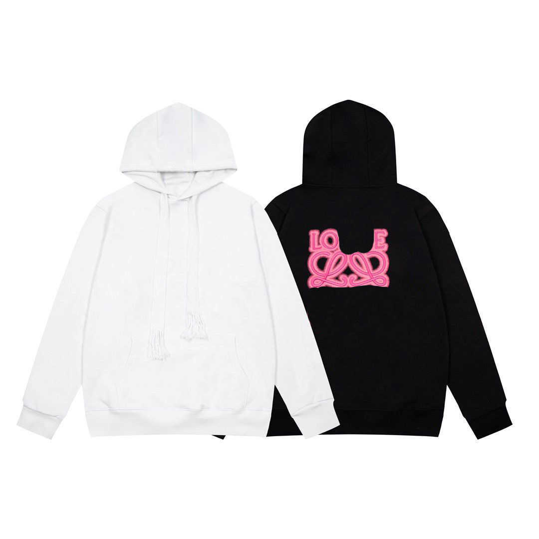 

Designer Luxury Loes Classic Autumn Winter Fashion Phosphor Letter Embroidery Casual Men's And Women's Loose And Correct Hooded Sweater