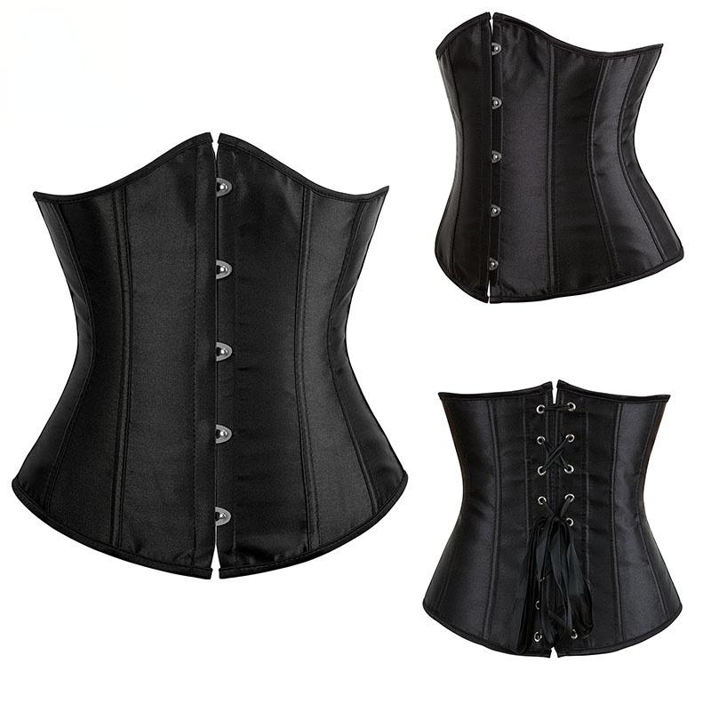 

Bustiers & Corsets High Quality Metal Busk Clips Wholesale Underbust Waist Corset Slimming Cinchers Lacing Bondage Satin, Black