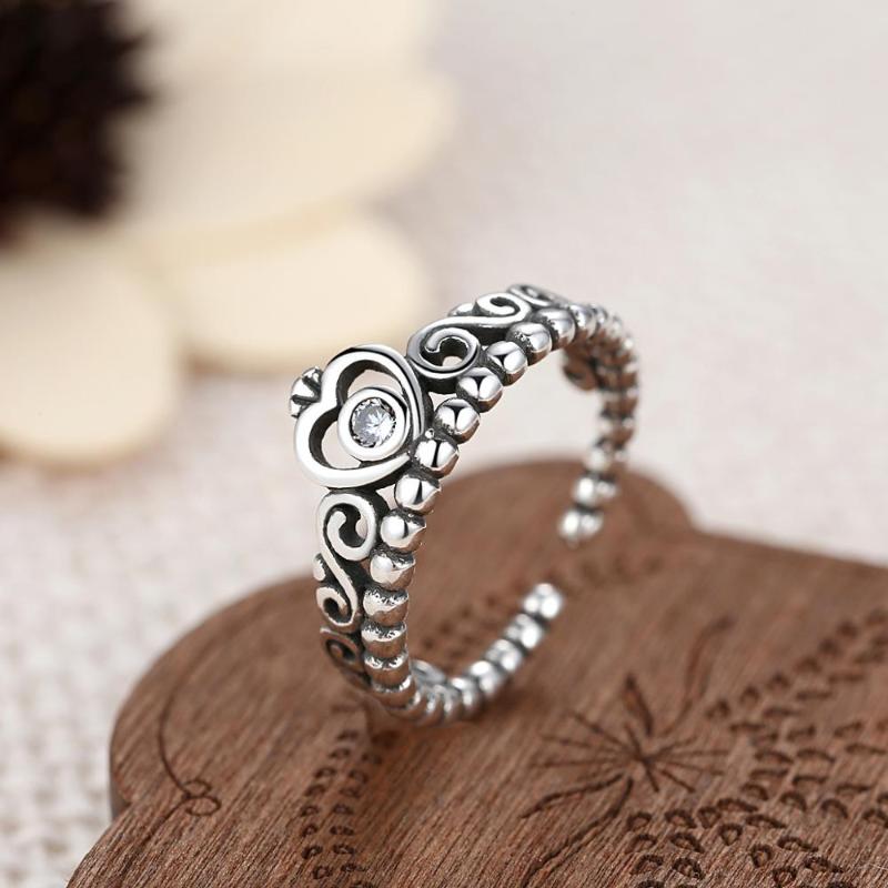 

Wedding Rings Buipoey Vintage Silver Color Copper Crown Men Women Couple Opening Adjustable Charm Brands Jewelry GiftsWedding