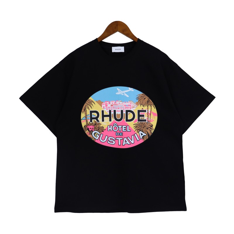 

T shirts rhude design letter Mens printing top Tee Cotton Round Collar loose Short Sleeve T-Shirt Fashion Men Casual print T-Shirts style H7DR, Style17