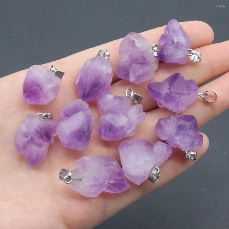 

Pendant Necklaces 1PC Irregular Raw Crystal No Rope Natural Amethyst Stone Charms For Jewelry Making DIY Gift Party