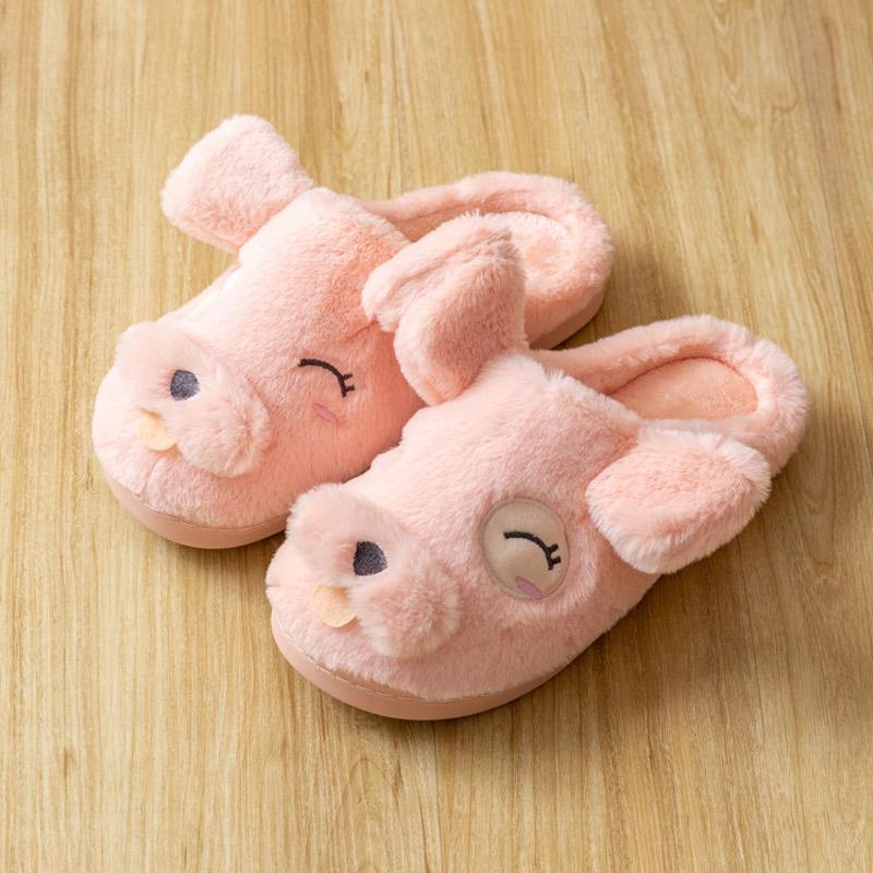 

Slippers Women Winter Home Cartoon Cute Dog House Shoes Non-slip Soft Warm Fashion Indoor Bedroom Couples Floor Autumn, Pink