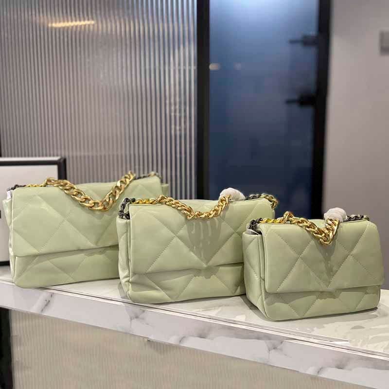 

Luxury designers 19 sheepskin leather sewing chain Crossbody bag series of classic flap shoulder purse luxury multicolor metal chain inclined shoulder bag one shou, Blue