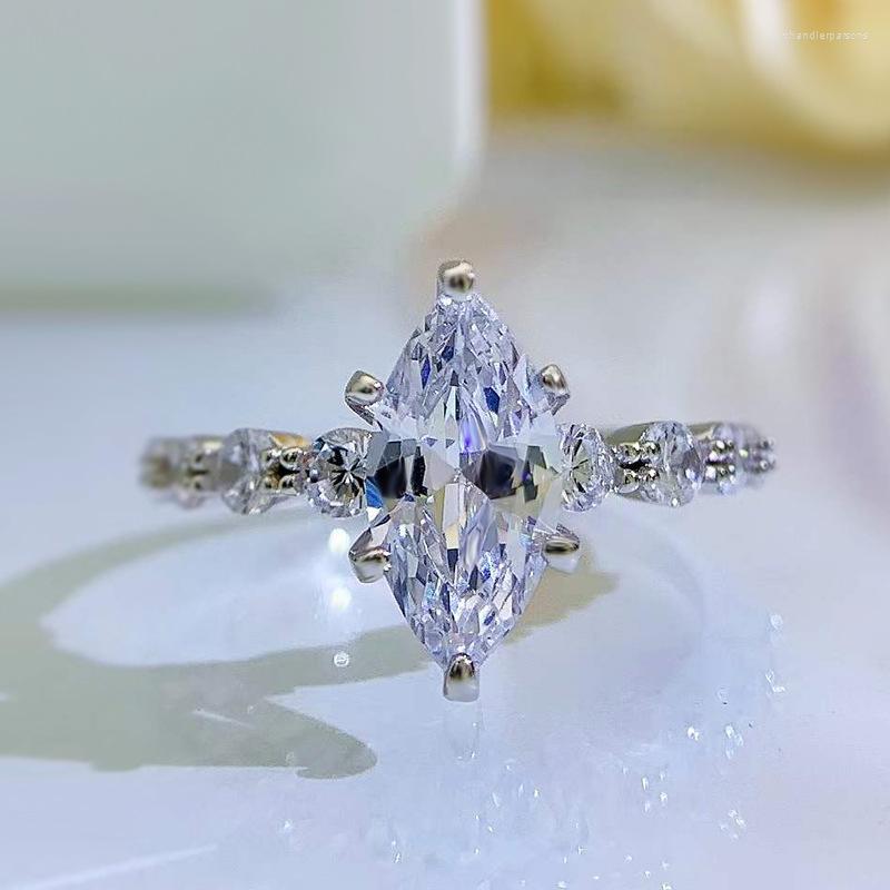 

Cluster Rings 2023 Fashion Jewelry S925 Silver Europe America 6 12 Horse Eye Cut Wedding Ring Set