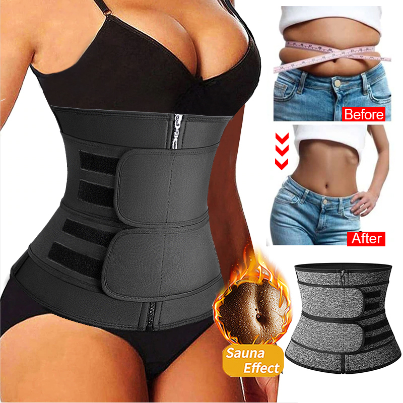 

Women  Shaper Waist Trainer Neoprene Body Belt Slimming Sheath Belly Reducing Tummy Sweat Shapewear Workout Corset 230311, Black zipper thin