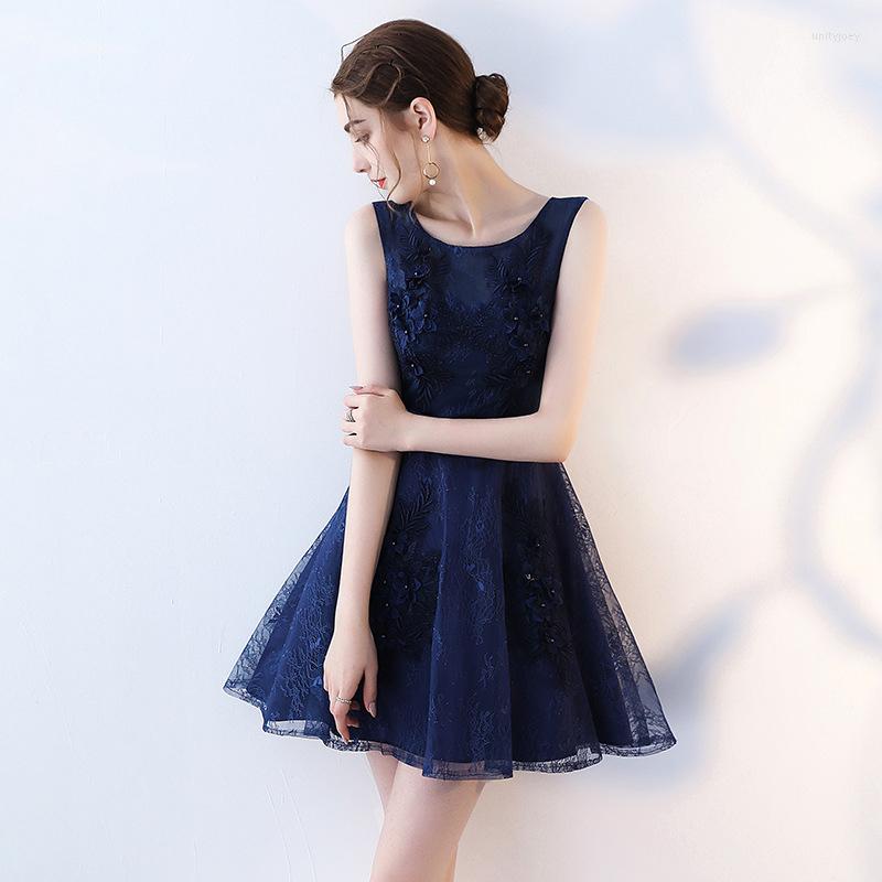 

Party Dresses Above Knee Lace Navy Blue Prom Homecoming Gown Short Cocktail Dress