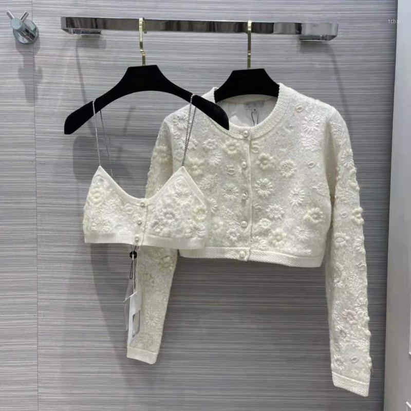 

Women's Jackets Super Labor-intensive Embroidery Casaco Feminino Sexy Slip Jacket Two Pieces Set Women Cashmere Cardigan White Jaqueta Femin, Only jacket