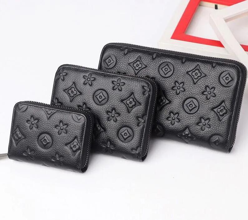 

Designers zipper WALLET High Quality Soft Leather Mens Womens Iconic textured Fashion Long Zipper Wallets Coin Purse Card Case Holder 6 colour, Black checkered
