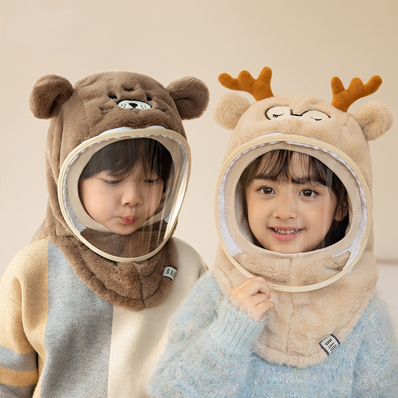 

Scarves Wraps winter hats for boys and girls with masks windshields earmuffs baby warm shawl onepiece unisex 230311, Beige deerf
