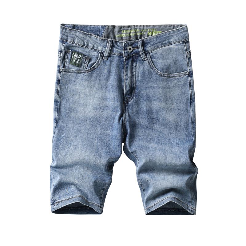 

Men's Jeans Summer Shorts For Men Denim Light Blue Stretch Slim Fit High Quality Brand Clothing Male Short PantsMen's
