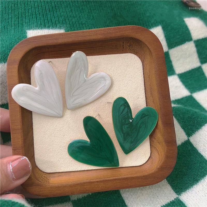 

Stud Earrings Retro Green White Love Women's Cute Temperament Fashion Exaggerated Wild Young