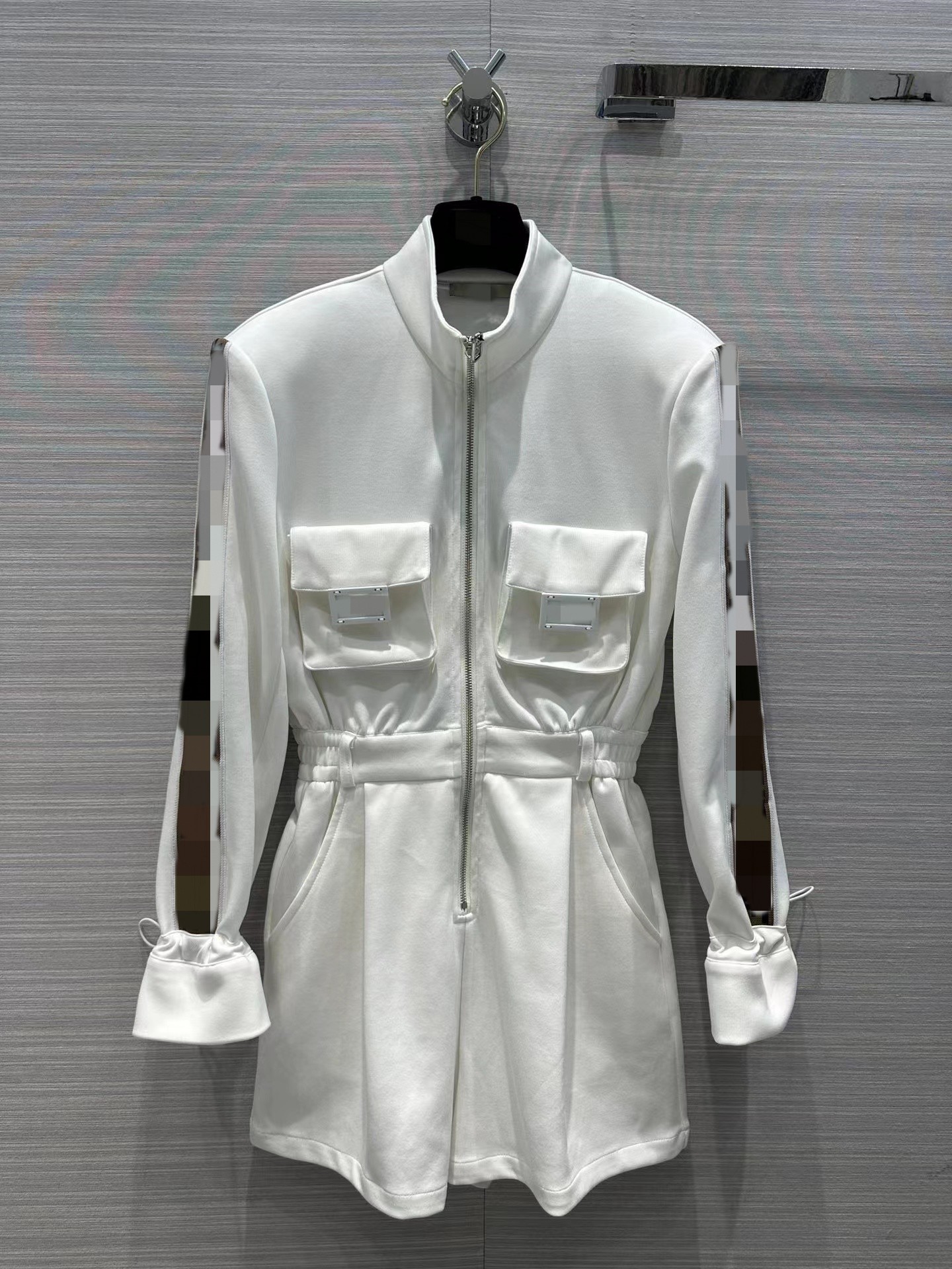Milan Runway Jumpsuits 2023 Spring Summer Stand Collar Long Sleeve Panelled Women's Designer Dress Brand Same Style Rompers 0312-15