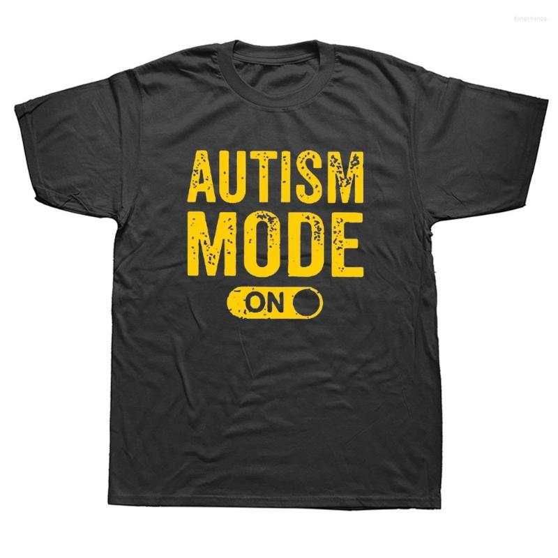 

Men' T Shirts Funny Made Autism Mode On Graphic Cotton Streetwear Short Sleeve Birthday Gifts Awareness T-shirt Mens Clothing, Pueple
