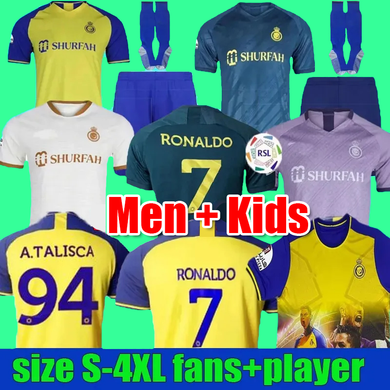 

22 23 Al Nassr FC soccer Jerseys Ronaldo 2022 2023 Home away third 2022 23 CR7 Gonzalo Martinez Talisca Ghislain Konan Vincent men kids kit Football shiirt Al-Nassr FC, 22 23 away adult