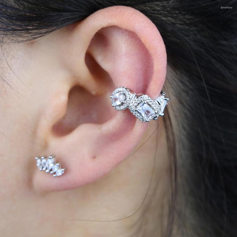 

Backs Earrings Copper Silver Color Ear Cuff For Women 1 Pcs Charming Zircon Clip On Gold Earcuff Without Piercing Jewelry