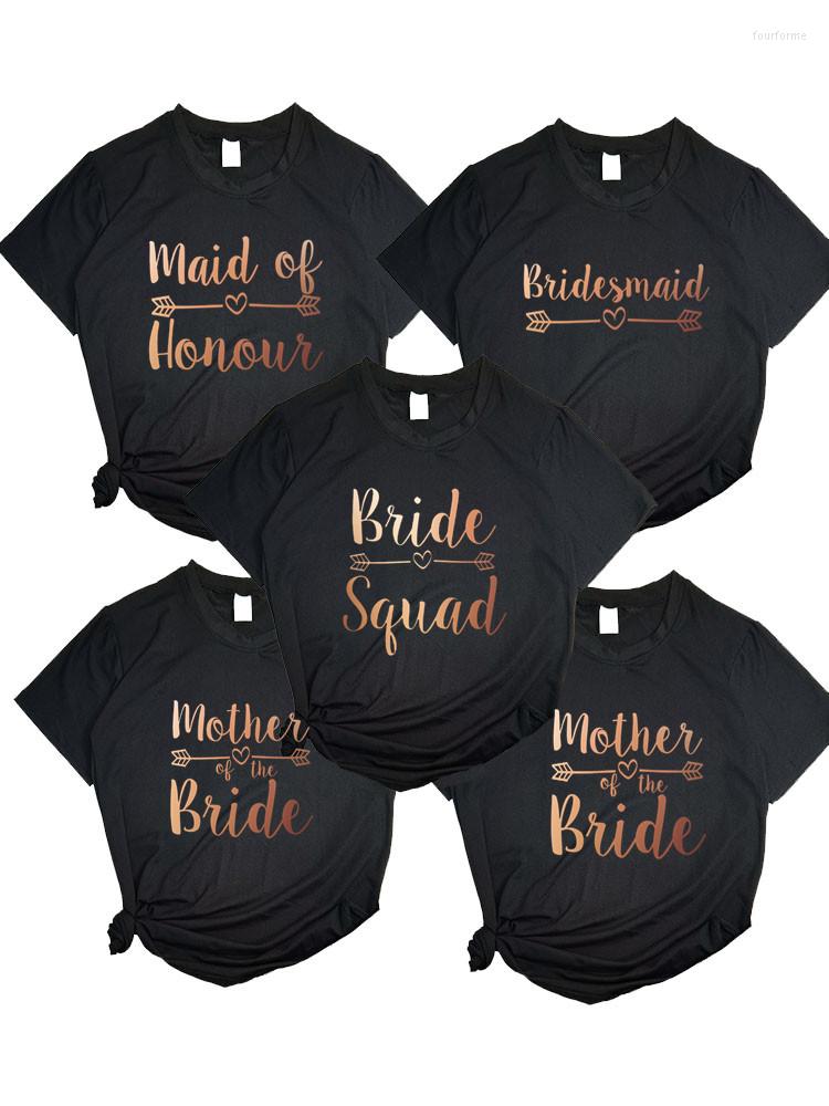 

Women' T Shirts Women Team Bride Squad T-shirts 2023 Black Bridesmaid Hen Party Bachelorette Girl Wedding Female Tops Tees, B2755d-black