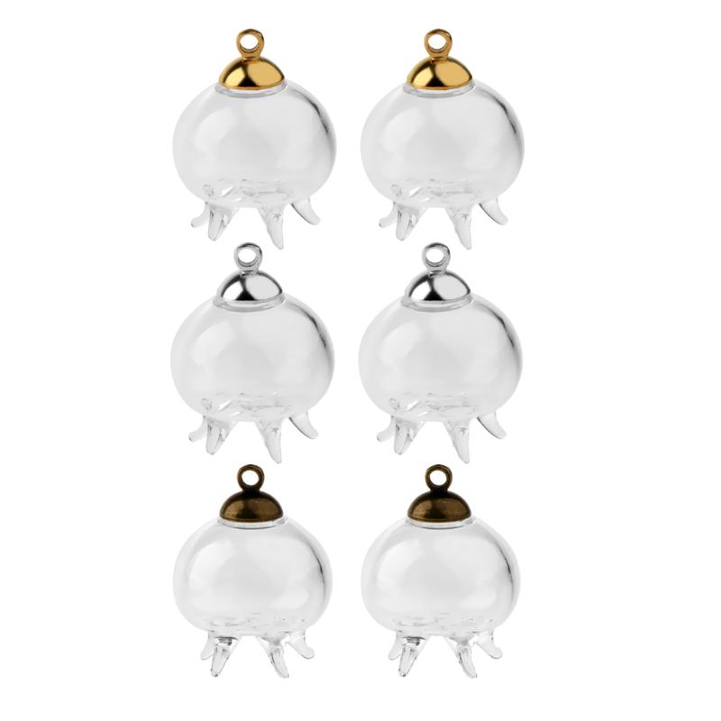 

Pendant Necklaces Pcs Mini Jellyfish Shape Empty Glass Wishing Bottles Vial Charms DIY CharmsPendant