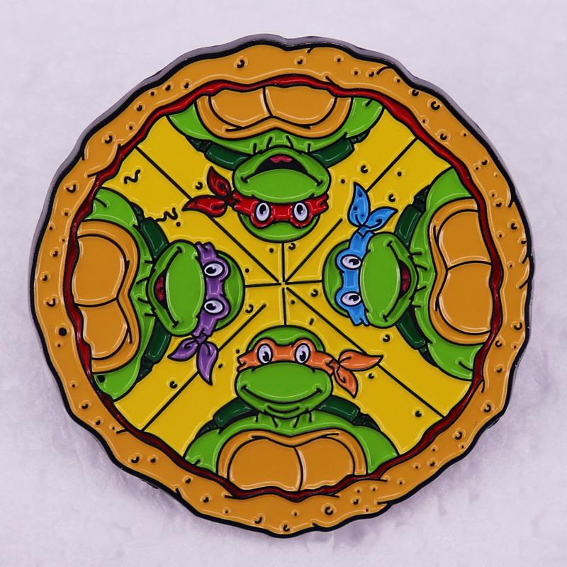 

turtle pizza brooch Cute Anime Movies Games Hard Enamel Pins Collect Metal Cartoon Brooch Backpack Hat Bag Collar Lapel Badges, As picture